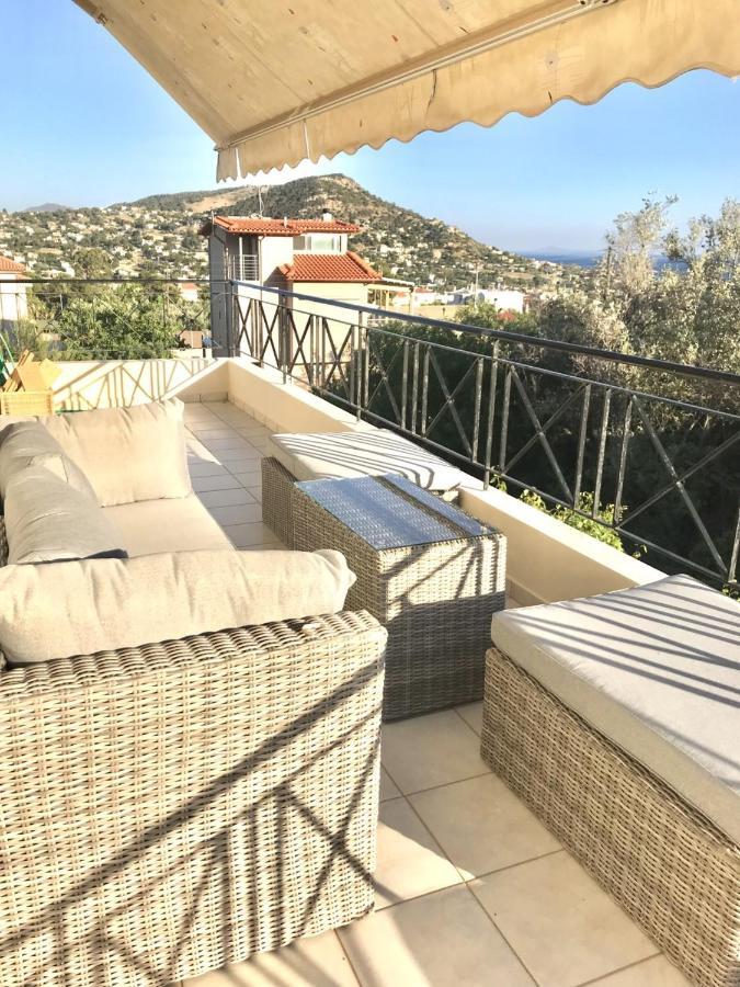 Beautiful Maisonette With A View To The Mountains And The Sea Ajía Marína Kültér fotó