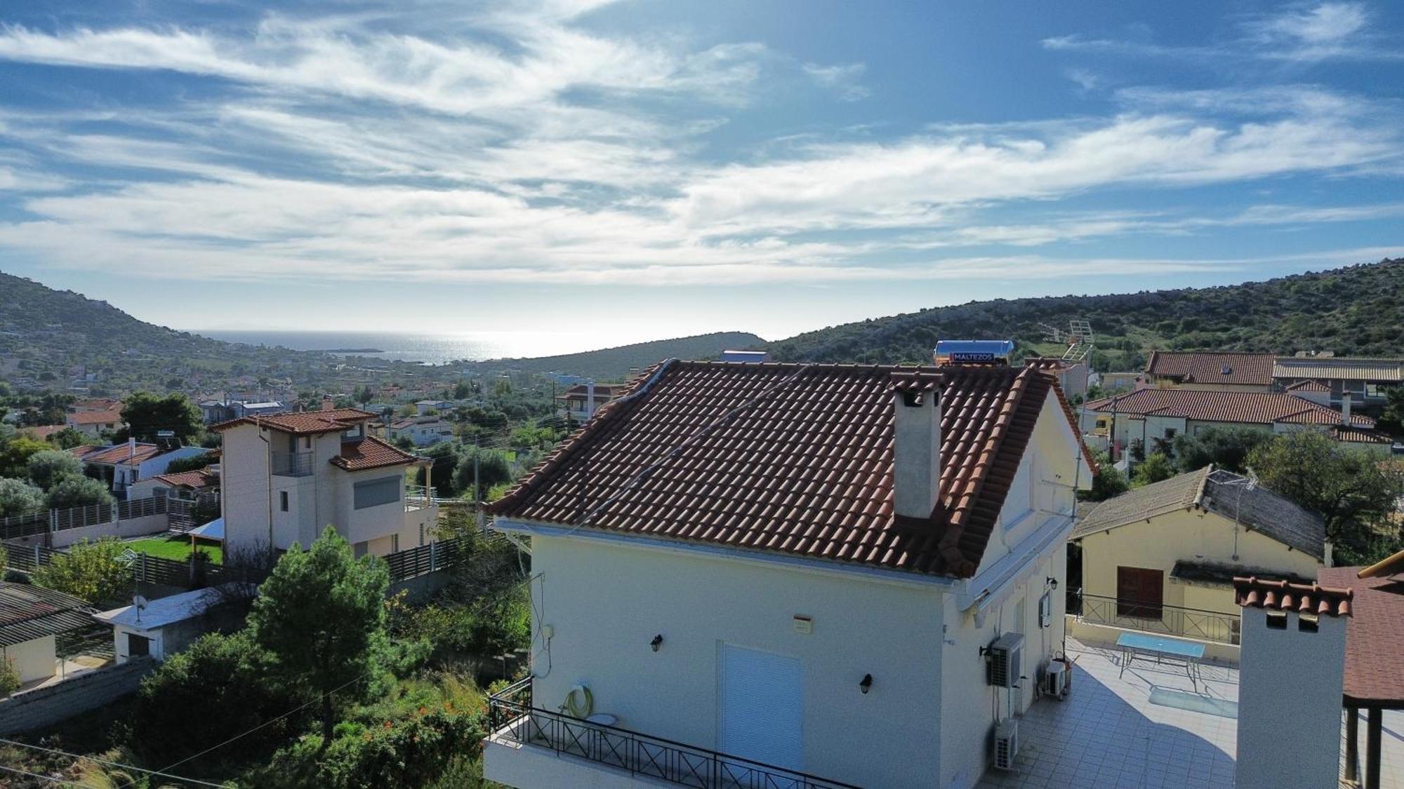 Beautiful Maisonette With A View To The Mountains And The Sea Ajía Marína Kültér fotó